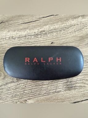 Polo Ralph Lauren Clamshell Hard Sunglasses‎ Eyeglasses Case Black w Red Writing